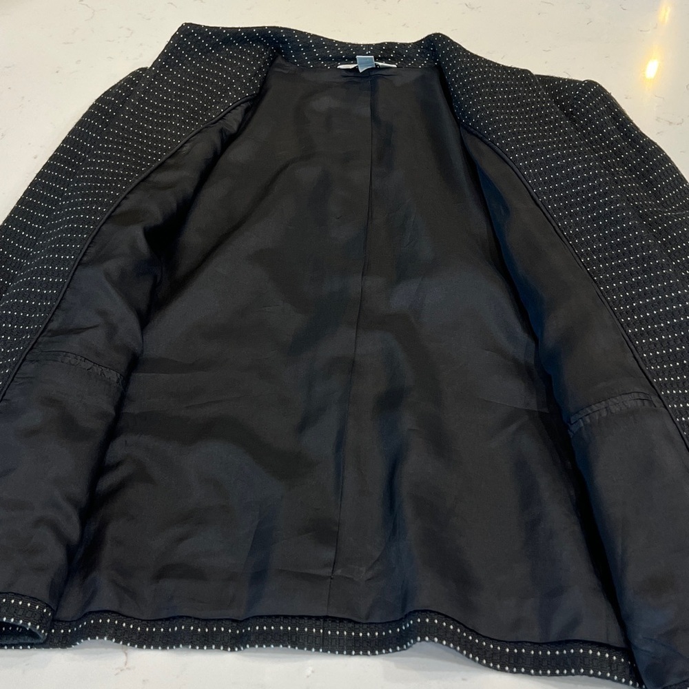 Austin Reed Black White Textured Dot Collarless Blazer Size 12 - Picture 7 of 11